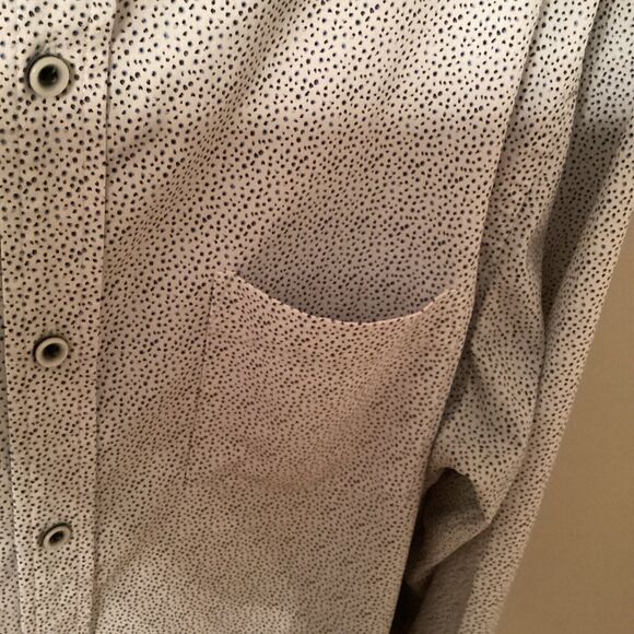 AGE OF WISDOM MENS MEDIUM WHITE BLUE MICRO DOT BUTTON DOWN FLIP CUFF SHIRT - Picture 5 of 8